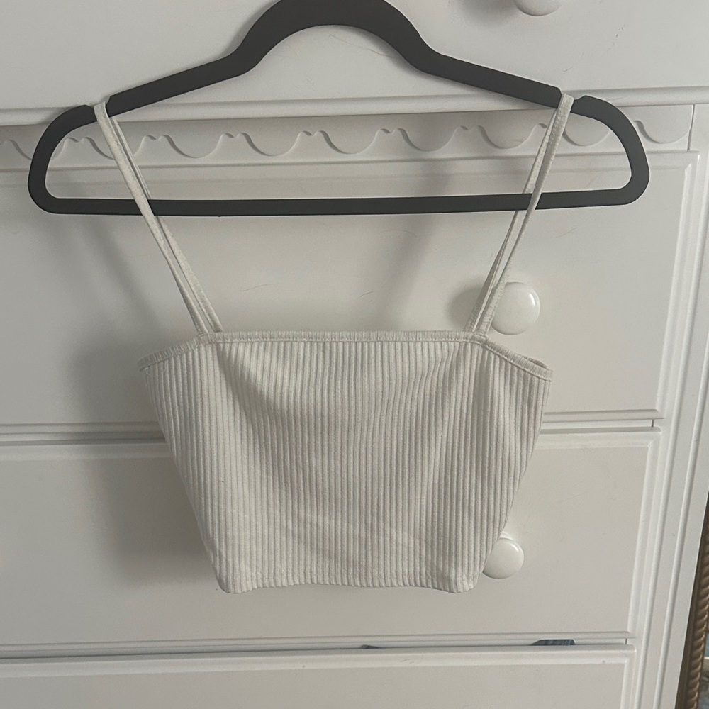 SHEIN Cream Ribbed Camisole Top